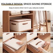 4Pcs 56L Large Foldable Storage Boxes – Fabric Clothes Baskets With Lids, Double Zipper & Faux Leather Handles - 查看 10