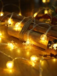 1pc 1.5/3/6M Christmas Interior Decoration Crystal Bubble Ball, Snowflake Light String, Battery Powered (Excluding Battery), Christmas Decoration Light String, Wedding Festival Party Decoration Night Light, Indoor, Bedroom, Christmas Decor Lights - Yellow - View 14