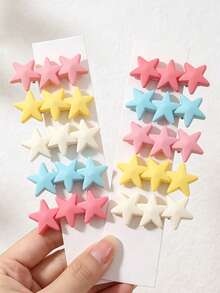 10pcs Girls Cartoon Star Hair Clips, Non-Damaging, Versatile Daily Wear Back To School Hair Accessories - Multicolor - View 6