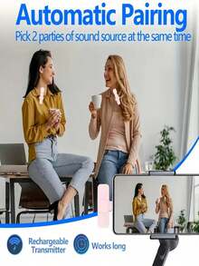 2 Paket Mikrofon Lavalier Nirkabel untuk Perangkat USB-C, Mikrofon Mini Ganda dengan Klip dan Penerima, Pasang & Mainkan, Pemasangan Otomatis, Tidak Perlu Bluetooth atau Aplikasi, Mikrofon Portabel untuk Streaming Langsung, Vlogging, Perekaman Video, Wawancara & Pengajaran Online - Berwarna merah muda - View 6