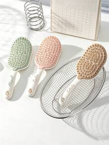 1pc Personalized Customized Comb, Massage Air Cushion Brush, Women's Volumizing High Crown Styling Comb, Hollow Detachable Self-Cleaning Comb, Fluffy Comb, Scalp Massage Comb, Rib Comb, Women's Long Hair Curly Hair Styling Comb, Large Curved Comb, Laser Engraved Name Logo Comb, Personalized Gift, Hair Styling Tool - Multicolor - View 2