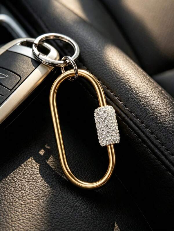 Rhinestone Sparkling Double Ring Screw Lock Carabiner Multifunctional Metal Keychain, Anti-Loss Metal Keychain, Multifunctional Metal Keychain, Fashion Car Keychain, Suitable For Hanging Bags, Outdoor, Travel And Gifts, Unique Birthday Gift, Holiday Gift, Party Gift, Back To School Gift, Teacher's Day Gift