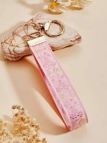 1pc New Fashion Polyester Fabric Keychain, Heat Transfer Printing Fabric Strap Keychain Bag Pendant - Multicolor - View 12