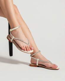 BERALLUTY Comfortable Women's Strappy Rhinestone Sandals New Arrival - 白色 - 查看 5