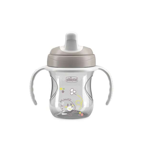Chicco Mix & Match Copo de Aprendizagem 6m+ Cinzento 200ml - Copo à prova de derrames, Fácil de beber