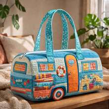 2D Printed Camper Bus Weekender Travel Tote,Travel Beach Bag,Spacious Lightweight Durable Duffle Bag,Overnight Carry Bag For Women,Travel Must-Have - Multicolor - View 11