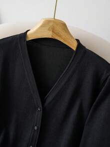 GIGOGOU Plus Size 1XL-4XL Spring/Autumn V-Neck Lightweight Women's Knit Cardigan Long Sleeve Casual Sweater Jacket Top Black Fall - Black - View 6