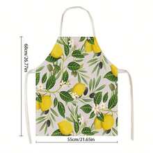 1pc Light Gray Background Lemon & Olive Branch Floral Print Apron, Fresh Mediterranean Botanical Country Style Halter Apron With Adjustable Side Straps, Suitable For Kitchen Cooking, Home Baking, Coffee Shop Work, Housewarming Gift - Multicolor - View 4