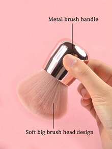 2/1 buah Kuas Debu Kuku Bentuk Kepala Jamur Besar, Kuas Makeup, Bulu Lembut, Warna Pink - Berwarna merah muda - View 2