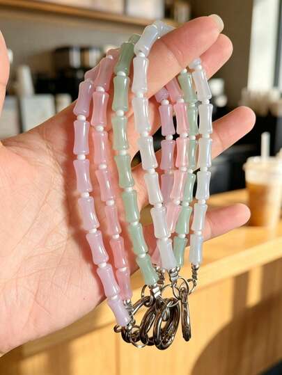 New Creative Colorful Bamboo Joint Chain Keychain Handbag Charm For Women, Versatile Bag Pendant