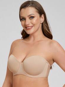 MELENECA Women's Strapless Bra For Large Bust Back Smoothing Plus Size With Underwire - Apricot - View 5