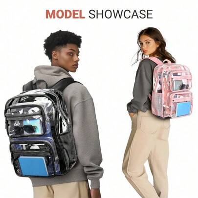 1 PcTransparent Shoulder Bag Unisex Fashion Simple Large Capacity Portable Backpacks Multifunctional Waterproof Male Female Knapsack