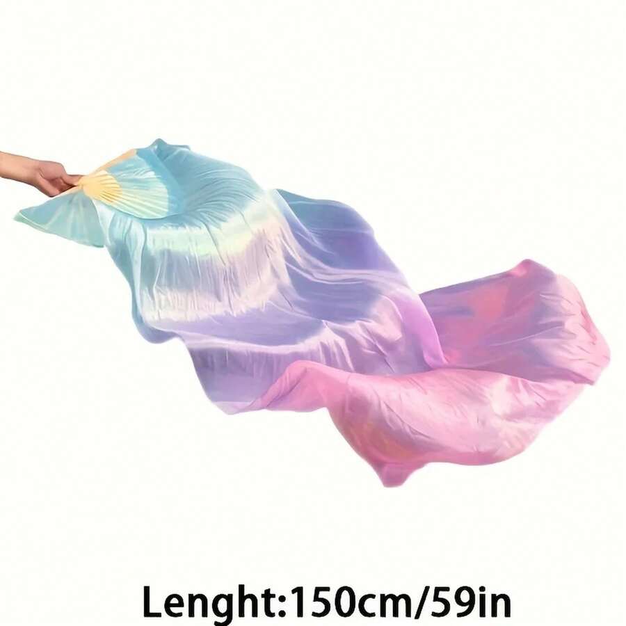 Abanico de danza europeo y americano con cinta de seda larga, transpirable y ajustable, accesorio para espectáculos culturales y festivales. - 1.5lanzifenyou - Ver 1