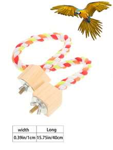 1pc Multi-Color Parrot Rope Climbing Perch, Soft Twisted Rope Bird Standing & Playing Accessory, Cage Training Toy, Suitable For Parrots And Small Birds, Easy To Clean, Expand Activity Space, Educational Pet Gift, Perfect For Easter, Spring Holidays, Birthday - Multicolor - View 8