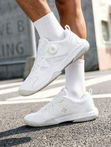 KUMPOO Training Sports Shoes Men'S Low Top Rotating Button / Anti-Slip & Shock Absorption / Lightweight Badminton Daily Wear Shoes / KH-D66 - Silver - View 2
