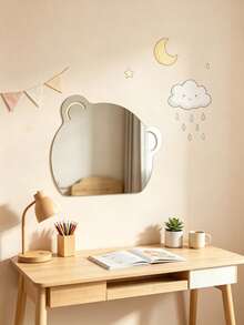 1 buah Cermin Akrilik Lucu dengan Bentuk Beruang, Awan, Bintang Laut, dan Kelinci, Dekorasi Dinding Estetik, Dekorasi Acara Baby Shower, Dekorasi Kamar Anak, Hadiah Bayi - MultiWarna - View 4
