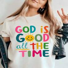 Retro Venice Print, 100% Cotton, Oversized Soft Breathable, Casual Crewneck Short Sleeve Top, Summer Vibes, Travel Lovers, Streetwear Aesthetic - 白色 - 查看 10