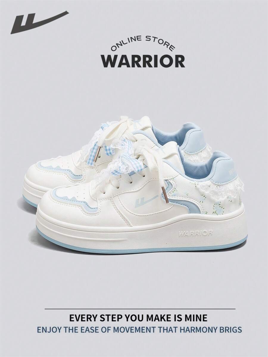Warrior Women's Board ShoesSpring And SummerComfortable Modest Style Casual Yet Sleek Sneakers Applicable Throughout The Year Wear-Resisting All-Day Wear Training Sneakers Running Shoes - Beige/Light Blue - View 1