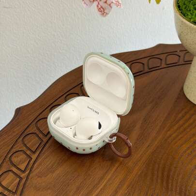 Fresh Mint Green & Brown Polka Dot + Ring Earphone Case Compatible With Samsung FreeBuds5i/6i Cute Earphone Cover FreeBuds7i New Protective Case Pendant FreeBuds SE2/SE3 Korean Style Earphone Shell FreeClip/Clip-2 Fresh Girls Earphone Case Buds Pro/2Pro/FE Premium Minimalist Protective Case Buds3/3Pro/3FE Fashion Creative Buds4/4Pro Love Style Earphone Case