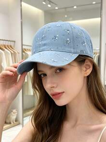 1pc Embroidered Baseball Cap, Breathable Thin Style, Truck Driver Unisex Outdoor Sun Hat, Suitable For Spring/Summer. Student & Couple Gift.,Holiday,Festival - Floral Pattern In 3 Colors - View 4