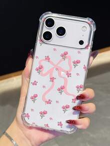 1件蝴蝶結花卉印花手機殼 | 四角防摔保護殼 - 相容 iPhone 17 Pro, 16e, 16 Pro, 15 Pro, 14, 13, 12, 11, XR, XS Max; 相容 Galaxy S26, S25, S24, S23, A16, A35/A25, A57; 相容 Pixel 10, 9, 8, 7; 相容 G85; 相容 Infinix Hot 50 Pro+。清新夏季配件，非常適合作為送給朋友或自己的禮物。 - 無色 - 查看 2