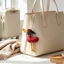 Duck Leather Keychain Ins Style Cute Backpack Charm Accessory Versatile Leather Keyring Couple Small Gift, Bag Pendant, Fashionable Versatile Accessory, Beach Style Decoration, Suitable For Couple Gift, Holiday Gift, Graduation Gift, Birthday Gift, Back To School Gift - Multicolor - View 4