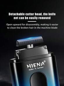 HIENA Multi-Function Electric Shaver, Men's Electric Shaver, Reciprocating Shaver, Perfect For Trimming Hair And Facial Hair. Comes With Brush, High-Quality Gift Choice, Mini Design Convenient For Travel - Blue - View 4