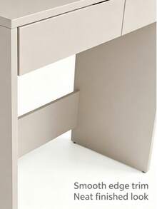 Rectangular Makeup Vanity Desk With Two Drawers, Crafted From Durable Particle Board. Available In Two Colors, This Multi-Purpose Table Works As A Computer Desk, Ideal For Organizing Skincare, Cosmetics And Stationery In Bedrooms And Apartments. - Multicolor - View 5