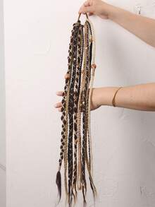 Peluca de Coleta Sintética Trenzada Hecha a Mano Estilo Bohemio Maillard de 24 Pulgadas - Multicolor - Ver 6