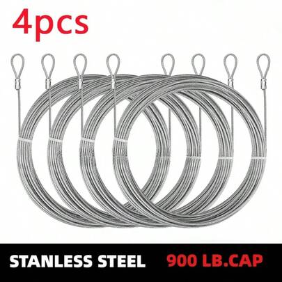 4 Buah Tali Kawat Berlapis PVC 2M, Diameter 2mm, Set Kabel Tali Kawat Baja Tahan Karat 304, Kabel Kelas Kelautan Berlapis PVC dengan Loop Pengikat, Kawat Fleksibel Tahan Karat Tugas Berat untuk Jemuran Pakaian, Pagar Dek, Lampu Hias, Teralis Taman, Layar Naungan, Pagar DIY