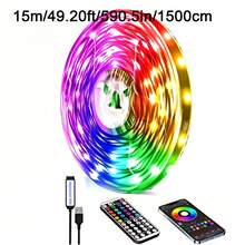 شريط إضاءة LED RGB بطول 100 قدم إضافي، إضاءة غرفة نوم ذكية مع جهاز تحكم عن بعد ب- 44 مفتاح وطاقة USB، مناسب لغرفة النوم وغرفة المعيشة والمطبخ والحفلات والزفاف وديكور المنزل وديكور غرفة الألعاب وزينة الهالوين والكريسماس - ميني-44K-B - مشاهدة 18