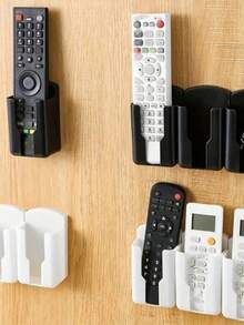 3pcs Remote Control Holder, Wall-Mounted Phone Stand And Storage Rack, Bedroom Self-Adhesive Storage Box, Plastic Charging Holder And Remote Control Rack, Air Conditioner Remote Control Wall-Mounted Storage Box, Silicone Wall-Mounted Remote Control Organizer - Multicolor - View 2