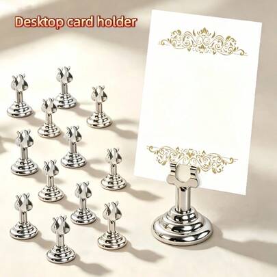 1/2pcs/Block Desktop Number Card Holder, Desktop Photo Stand, Desktop Picture Support, Paper Menu Card Holder, Storage Card Holder, And Plant Watercolor Decorative Card, Suitable For Wedding Or Holiday Party Seat Cards, Table Cards. Party Supplies