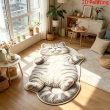 1 pieza Alfombra con forma de gato de dibujos animados sombreado plateado, alfombra de dormitorio estilo femenino, alfombra estilo Ins, alfombra de decoración del hogar personalizada y de moda, decoración de dormitorio, alfombra pequeña, alfombra de moda creativa, alfombra de sala de estar, alfombra pequeña de sala de estar, alfombra de dormitorio, alfombra para exteriores, alfombra lavable, alfombra de entrada, pasillo y escalera, alfombra exquisita como regalo para amigos - Multicolor - Ver 4
