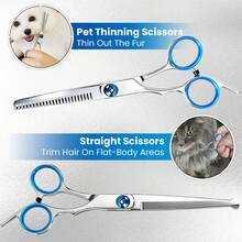 JIASLING 5pcs/7pcs Professional Pet Grooming Scissors Set, Stainless Steel Round Tip Dog Cat Hair Cutting Thinning Shears Kit With Comb & Leather Case - View 7