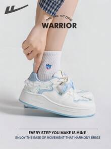Warrior Women's Board ShoesSpring And SummerComfortable Modest Style Casual Yet Sleek Sneakers Applicable Throughout The Year Wear-Resisting All-Day Wear Training Sneakers Running Shoes - Beige/Light Blue - View 5