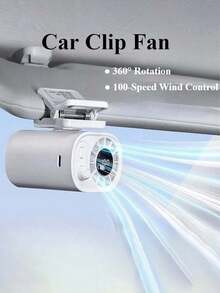YAIUZGOO Car Clip-On Fan With LED Display, Smart Clip-On Fan, 100-Speed Adjustable, Rechargeable, Multi-Function Personal Airflow, Suitable For Office, Car, Under Umbrella And Travel - B - View 3