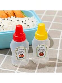 2/ 4/8/10/16Pcs Mini Portable Sauce Bottles, Salad Dressing And Ketchup Dispenser Plastic Squeeze Bottle Seasoning Container Random Pattern Color - Multicolor - View 6