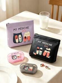 Pill Pattern Medicine Storage Bag, Transparent Pill Box, Compact Pill Storage Bag And First Aid Kit, Waterproof Storage Bag, Essential Medical Accessories, Portable Medicine Storage Solution Suitable For Daily, Outdoor And Dorm Use, Multi-Functional First Aid Kit Designed For Health-Conscious And Frequent Travelers, Suitable For Travel And Outdoor Activities, Back To School, Christmas, Student Essentials - Multicolor - View 5