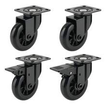 Jogo Kit 4 Rodizios 3pol 75mm Rodinha Giratoria E Fixa Preta Termoplastica - preto - Visão 1