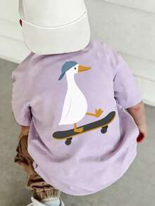 Young Boy Comfortable Soft Fabric Short Sleeve Top, Suitable For Spring, Autumn And Summer Daily Wear - Mauve Purple - View 8