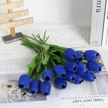 5/10pcs Artificial Tulips, Suitable For Home Decor, Kitchen Decor, Autumn Decor, Outdoor Decor, Table Decor, Wedding Decor, Artificial Plants, Women's Gifts, Back To School Season - Blue - View 5