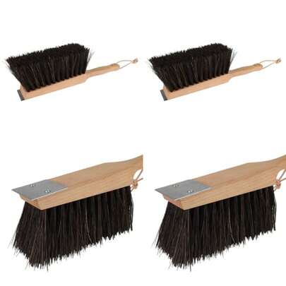 Garden Hand Brush With Stainless Steel Scraper Tough Arenga Fiber Bristles For Pavers, Joints And Outdoor Surfaces, Oiled Beechwood Handle, For Stubborn Dirt Removal