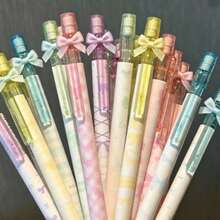 4pcs Bow Decor Neutral Pens, Large Ink Capacity, High-Value Macaron Color, Portable Transparent Barrel, Smooth Writing Stationery For Students Classroom And Office, NS Style Ribbon Bow Neutral Pens, Large Ink Capacity, High-Value Fresh Appearance, Lightweight And Portable, Student Daily Note-Taking And Office Writing Pens - Pen - View 1
