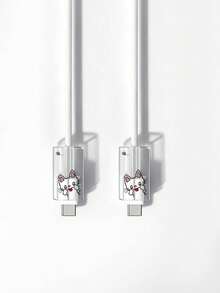 Cute White Cat Tongue Transparent Charger Protective Case Set, Compatible With Apple 20W Fast Charger Head And Data Cable, Anti-Drop Shell - Black - View 6