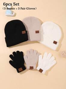 6pcs Kids Knitted Hat And Gloves Set, 3-12 Years Old Boys And Girls, Autumn/Winter Daily Casual Wear, Boys Knitted Hat, Girls Knitted Hat, Boys Gloves, Girls Gloves, Autumn/Winter Warm Set, Can Be Used As Halloween And Christmas Gifts - Knitted Hat + Gloves Combination - View 14