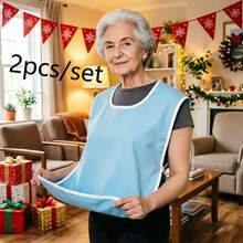 Adult Adjustable Feeding Bib, Reusable Senior Dining Bib With Hook And Loop Closure, Multiple Colors & Packs Available - White Bib for Eating - View 21