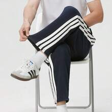 Adidas New Three-Stripe Sports Pants Running Fitness Training Casual Knit Men's Trousers - Blue - View 7