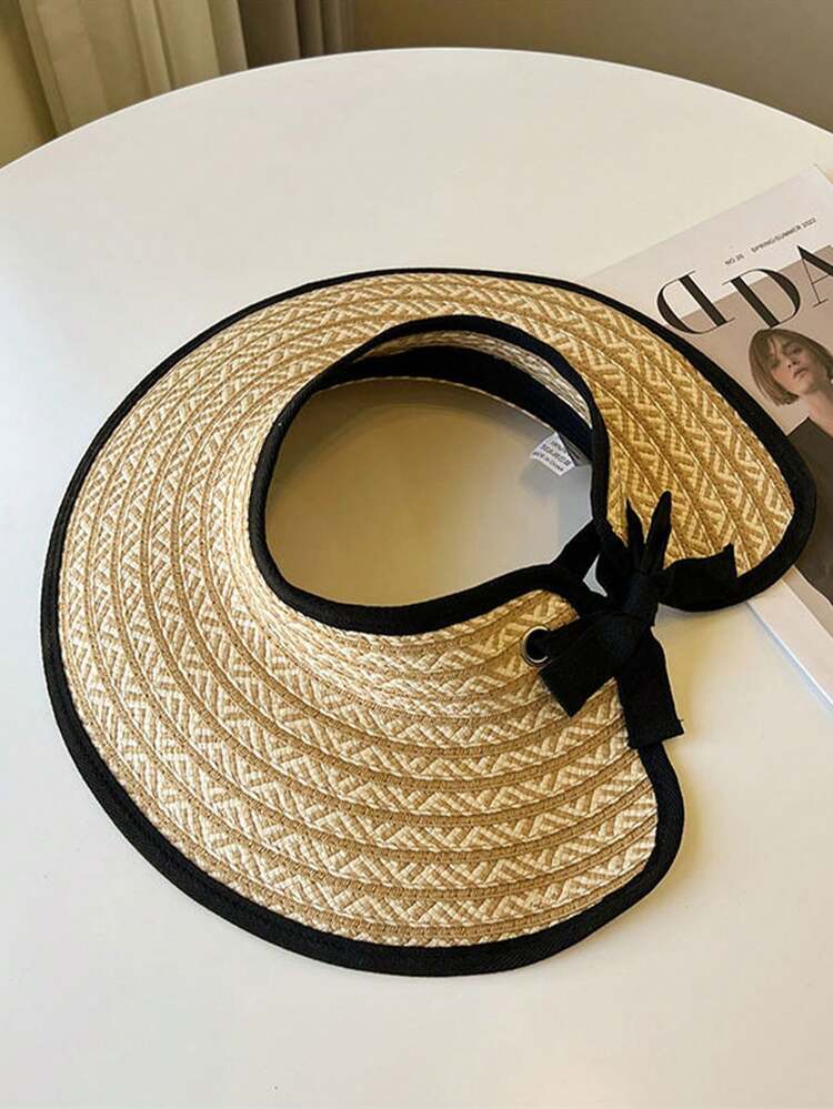 1pc Women's Straw Hat, Bohemian Polyester (Polyester) Fashion Outdoor New Style, Wide Brim, Personalized Women's Sun Protection Breathable Straw Hat, Suitable For Daily Outdoor Travel - MZ3405 - View 10