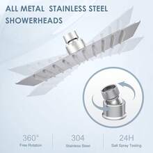 Rain Shower Head Ultra Thin High Pressure Boosting Metal Water Flow Sprayer Ceiling Wall Mounted Stainless Steel Rainfall Bathroom Fixture Modern Style Brushed Nickel 1 Pack - Brushed Nickel - View 6